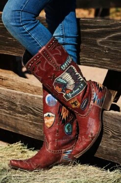 Double D Ranch Ladies Escalante Red Patchwork Biker Boots DDL044-1 -Ariat Store 05 BORN IN THE USA 00523 2048x 1e97a9fc 5885 4a6f 99a4 bc28611fb7ea