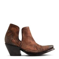 Ariat Ladies Dixon Chocolate Wingtip Western Booties 10038306 -Ariat Store 10038306 side