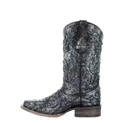 Corral Boots Corral Ladies Black Grey Glitter Inlay & Studs Square Toe Boots C3404 -Ariat Store 57 afe8f084 f078 4c5e b77b 147797a22892