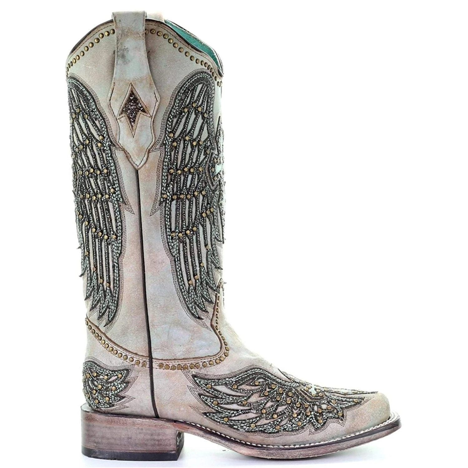 Corral Boots Corral Ladies Turquoise Cross & Wings Overlay & Studs Boots A3743 6 Corral Boots Corral Ladies Turquoise Cross & Wings Overlay & Studs Boots A3743 - Image 4