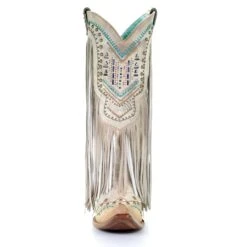 Corral Boots Corral Ladies Bone Multicolor Crystal And Fringe Snip Toe Boots C3424 -Ariat Store C3424 4