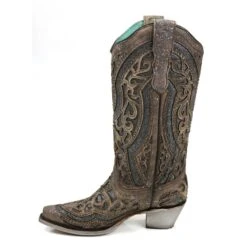 Corral Boots Corral Ladies Brown Grey Inlay & Studs Snip Toe Boots E1569 -Ariat Store E1569 2