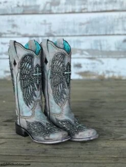 Corral Boots Corral Ladies Turquoise Cross & Wings Overlay & Studs Boots A3743 13 Corral Boots Corral Ladies Turquoise Cross & Wings Overlay & Studs Boots A3743 -Ariat Store IMG 2221