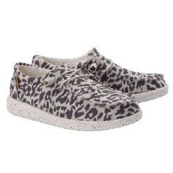 Hey Dude Ladies Wendy Woven Cheetah Grey Shoes 121413091
