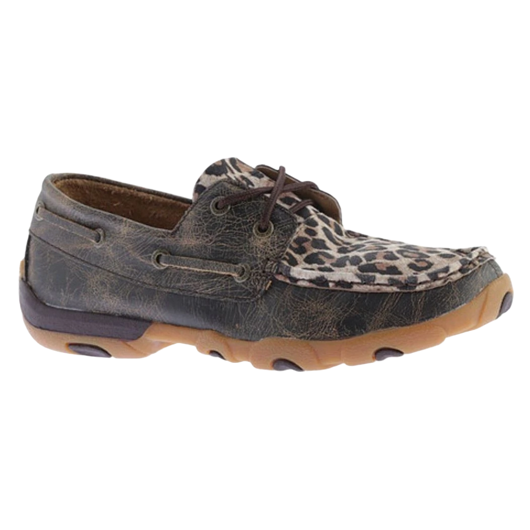 Twisted X Ladies Distressed Brown & Leopard Print Driving Mocs WDM0057 3 Twisted X Ladies Distressed Brown & Leopard Print Driving Mocs WDM0057