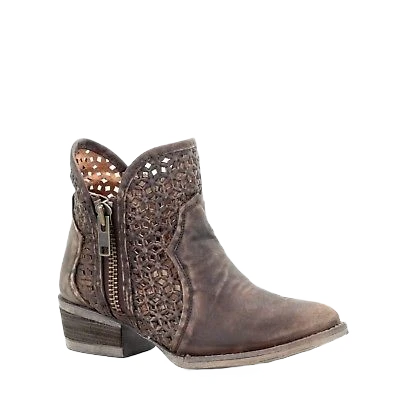 Circle G By Corral Ladies Brown Cutout Shortie Boots Q5019 3 Circle G By Corral Ladies Brown Cutout Shortie Boots Q5019