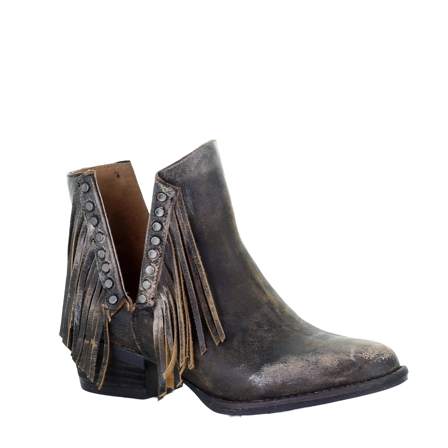 Circle G By Corral Ladies Black Studs & Fringe Booties Q5089 3 Circle G By Corral Ladies Black Studs & Fringe Booties Q5089