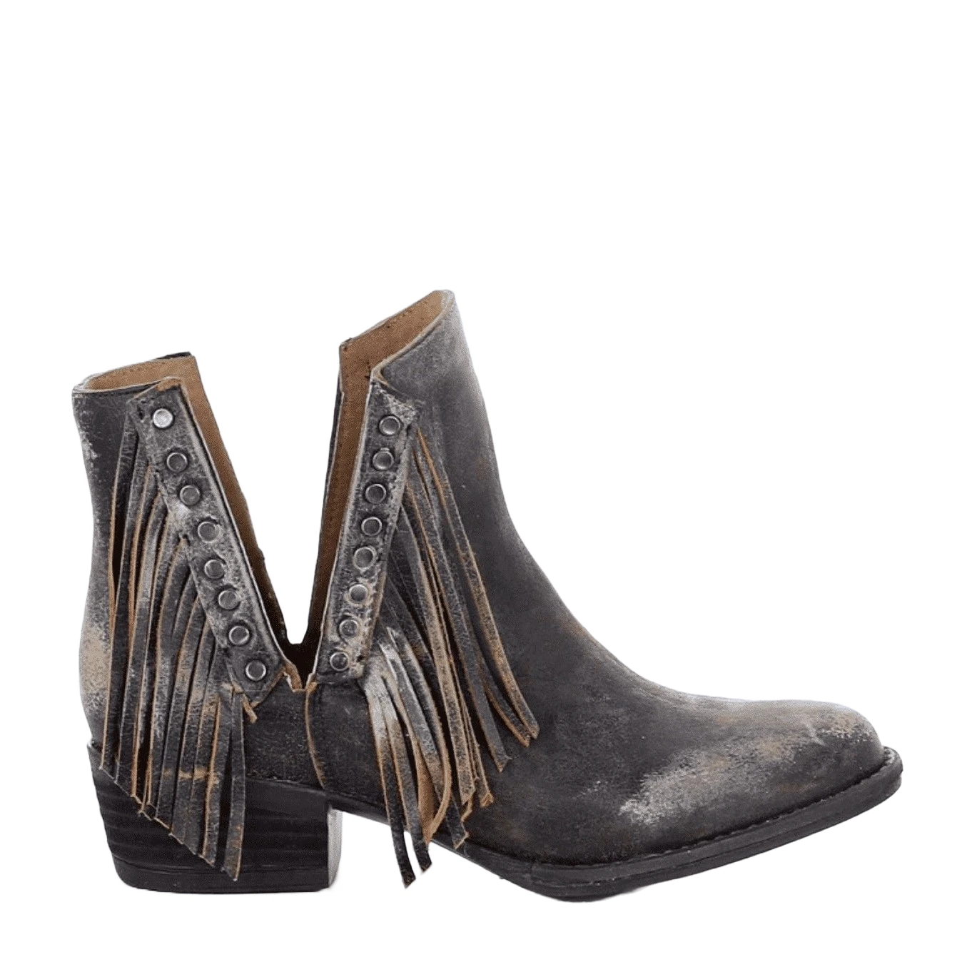 Circle G By Corral Ladies Black Studs & Fringe Booties Q5089 4 Circle G By Corral Ladies Black Studs & Fringe Booties Q5089 - Image 2