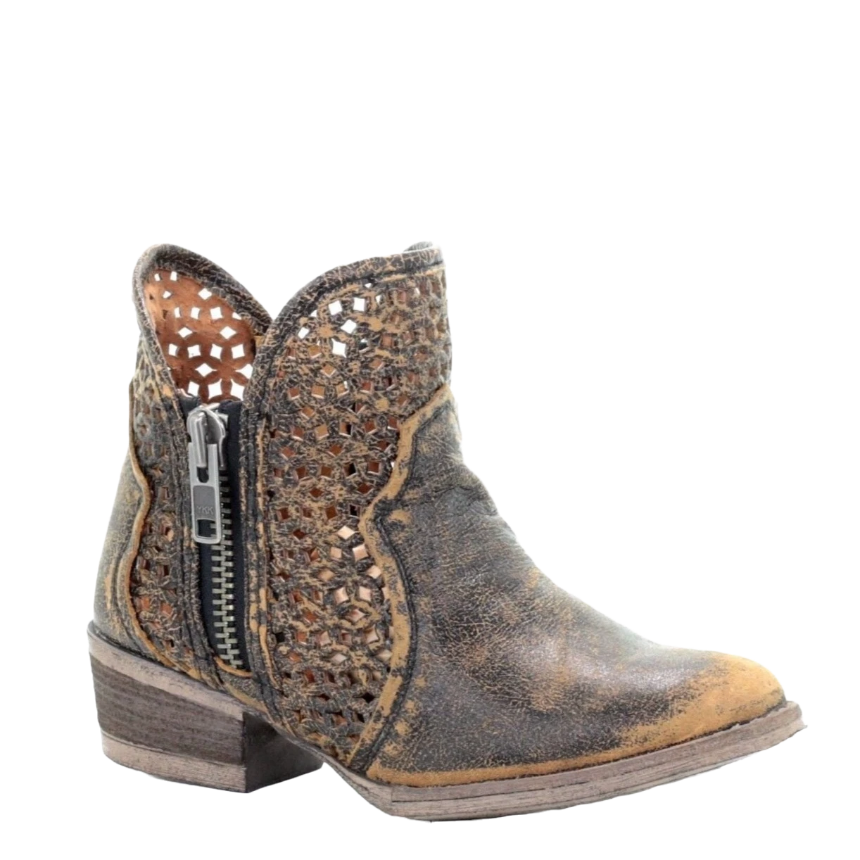 Circle G By Corral Ladies Black & Yellow Cutout Bootie Q5021 3 Circle G By Corral Ladies Black & Yellow Cutout Bootie Q5021