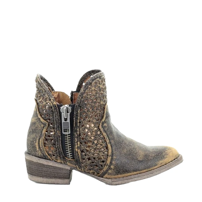 Circle G By Corral Ladies Black & Yellow Cutout Bootie Q5021 4 Circle G By Corral Ladies Black & Yellow Cutout Bootie Q5021 - Image 2