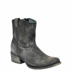 Corral Boots Corral Ladies Grey Lambskin Leather Zip-Up Shortie Booties C3089