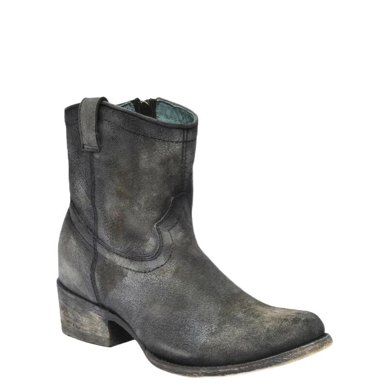 Corral Boots Corral Ladies Grey Lambskin Leather Zip-Up Shortie Booties C3089 3 Corral Boots Corral Ladies Grey Lambskin Leather Zip-Up Shortie Booties C3089