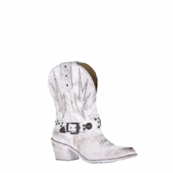 Circle G By Corral Ladies White Embroidery & Studs Ankle Boots Q0178