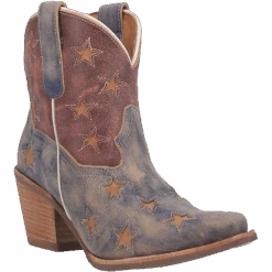 Dingo Ladies Liberty Stars Red & Blue Snip Toe Booties DI769
