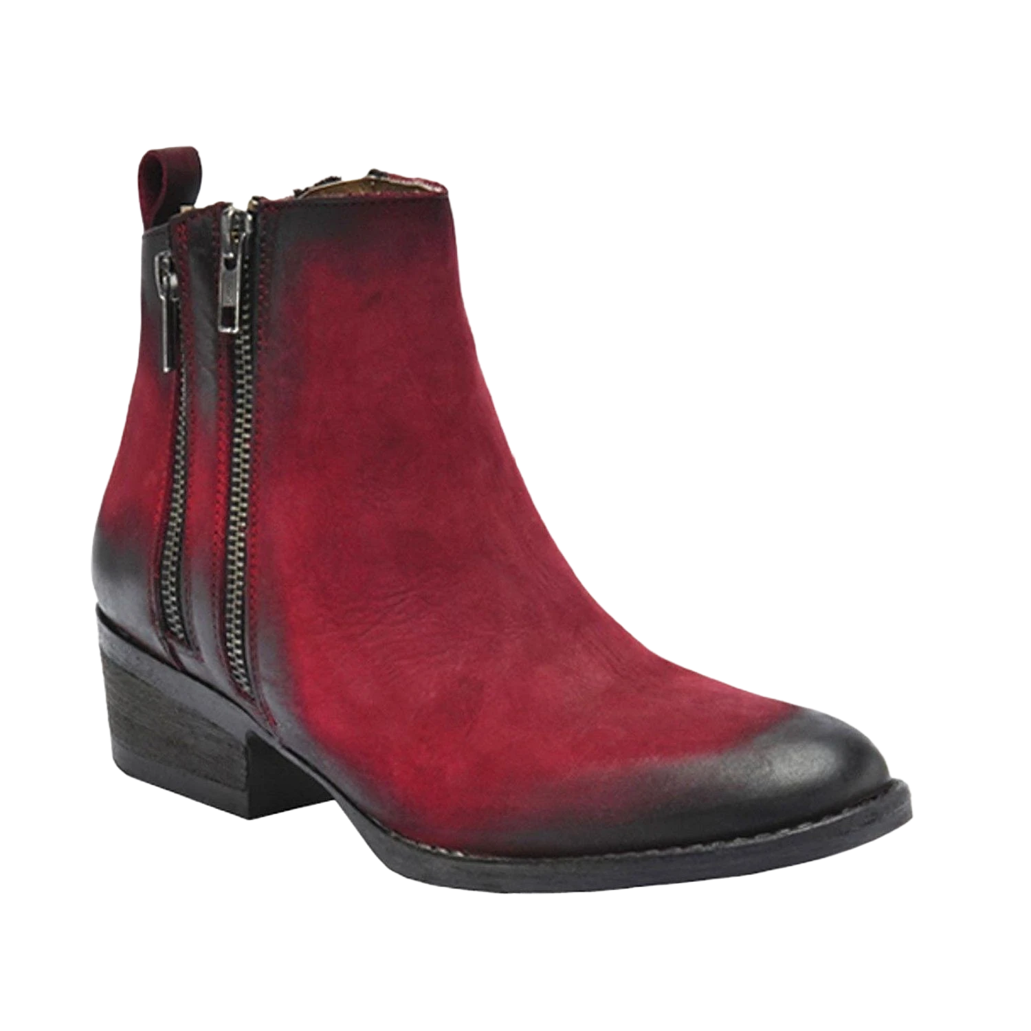 Circle G By Corral Ladies Burnished Red Double Zipper Bootie Q0023 3 Circle G By Corral Ladies Burnished Red Double Zipper Bootie Q0023