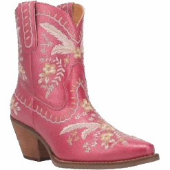 Dingo Ladies Primrose Floral Embroidery Fuchsia Metallic Boots DI748-PU7