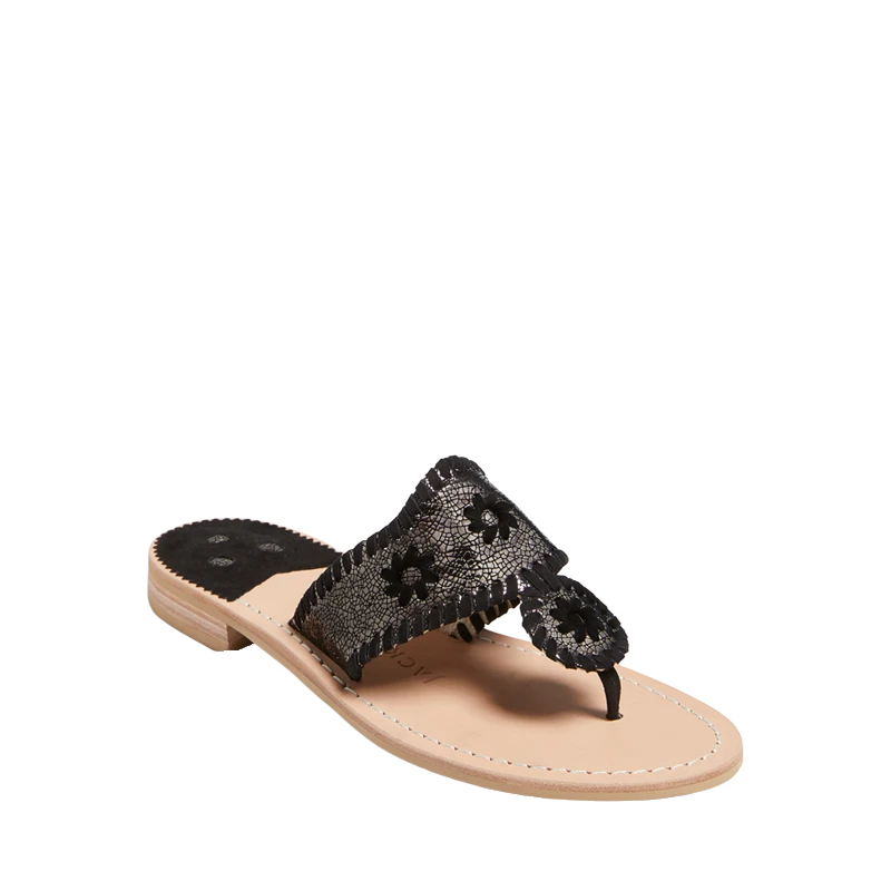 Jack Rogers Ladies Crackled Metallic Gunmetal Flat Sandals 142211JK02 3 Jack Rogers Ladies Crackled Metallic Gunmetal Flat Sandals 142211JK02