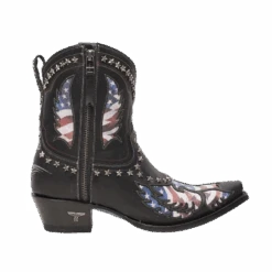 Lane Ladies Old Glory American Flag Jet Black Snip Toe Bootie LB0475A