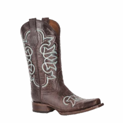 Circle G By Corral Ladies Embroidered Brown & Turquoise Western Boots L5640