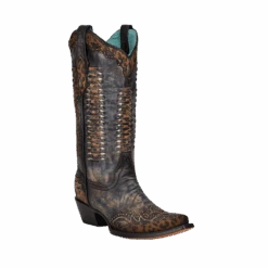 Corral Boots Corral® Ladies Black Leopard Print Overlay Studded Boots C3881