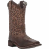 Laredo Ladies Astras Cheetah Print Square Toe Tan Western Boots 5890