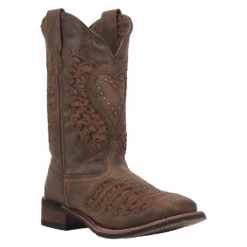 Laredo® Ladies Emmylou Leopard Print Inlay Brown Western Boots 5889