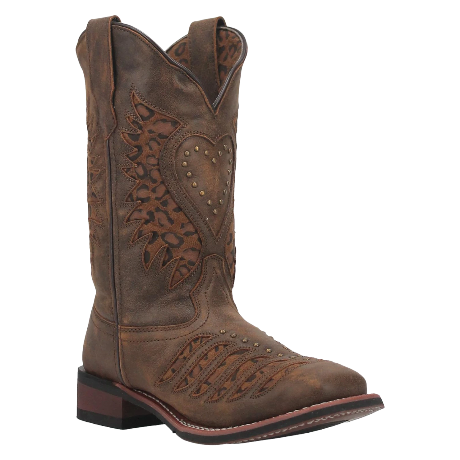 Laredo® Ladies Emmylou Leopard Print Inlay Brown Western Boots 5889 3 Laredo® Ladies Emmylou Leopard Print Inlay Brown Western Boots 5889