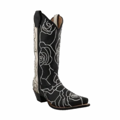 Twisted X Ladies Rose Patterned Black & White Western Boots WSO0026