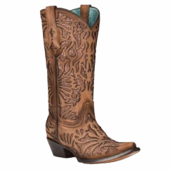 Corral Boots Corral® Ladies Shedron Inlay Snip Toe Brown Western Boots C3813