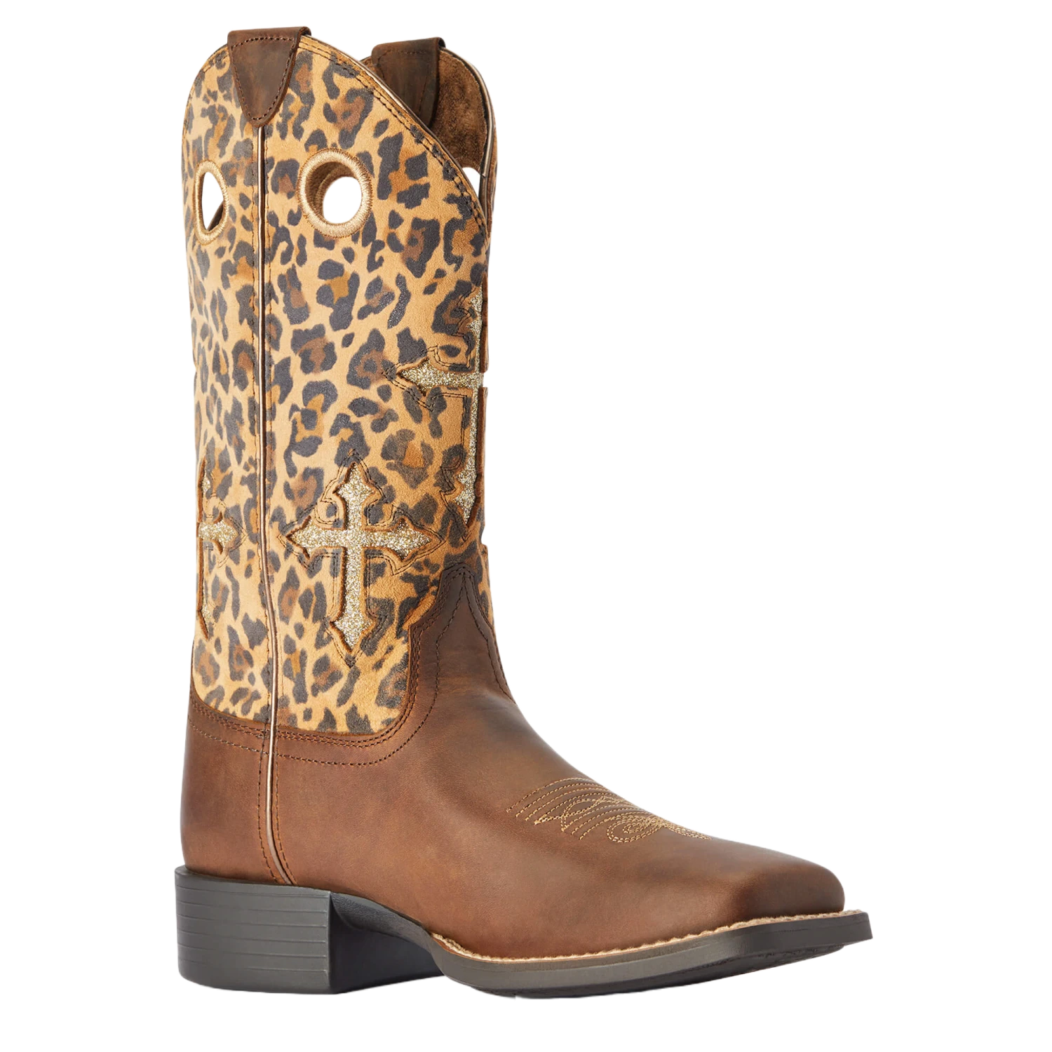 Ariat® Ladies Round Up Crossroads Brown Leopard Western Boots 10042384 3 Ariat® Ladies Round Up Crossroads Brown Leopard Western Boots 10042384