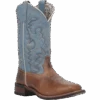 Laredo Ladies Darla Square Toe Honey Pull On Western Boots 5895