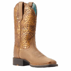 Ariat® Ladies Round Up Brown & Copper Emboss Western Boots 10044431