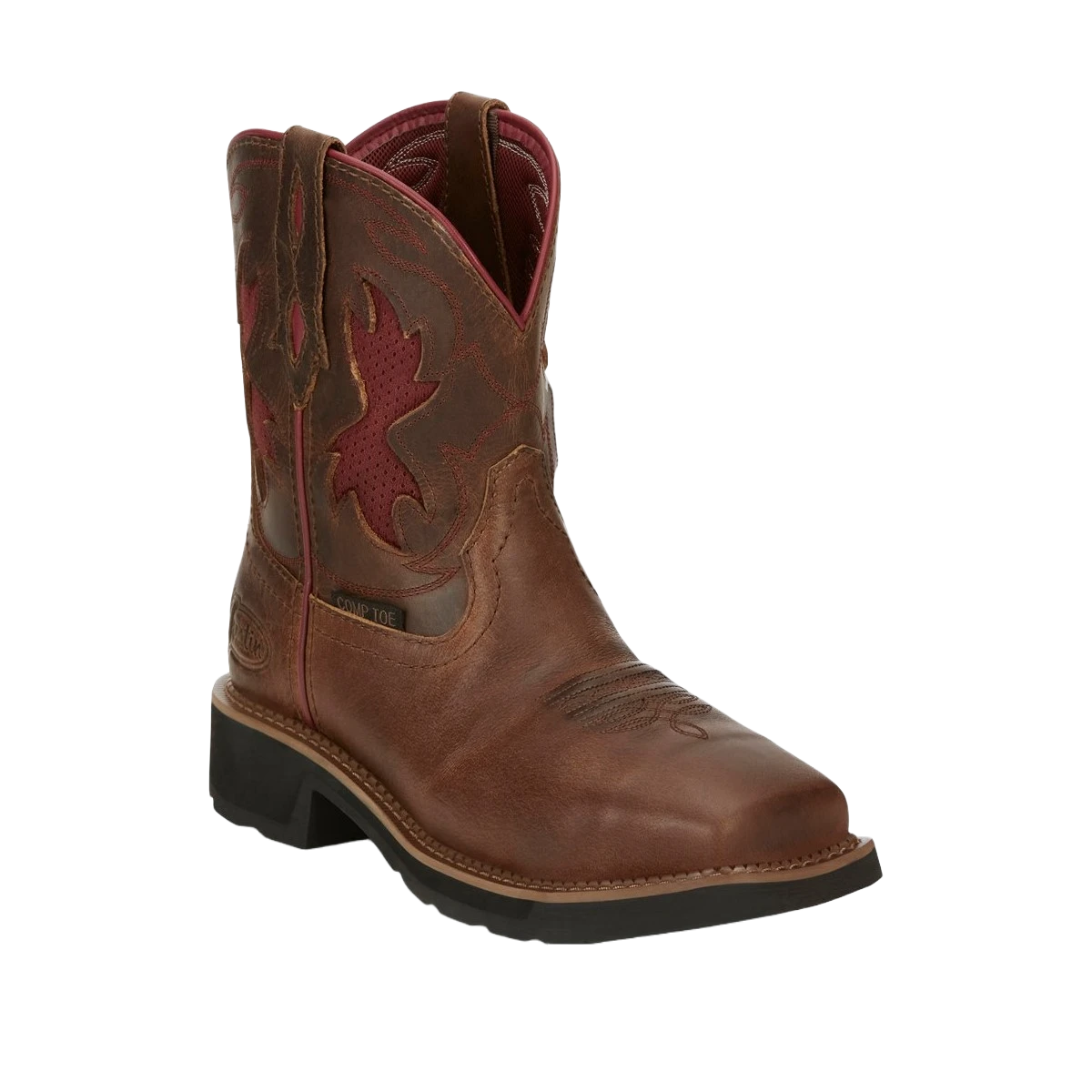 Justin Ladies Lathey Brown Nano Composite Square Toe Work Boots GY9962 3 Justin Ladies Lathey Brown Nano Composite Square Toe Work Boots GY9962