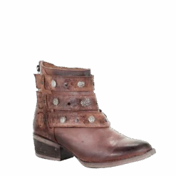 Circle G By Corral Ladies Harness Ankle Cognac Bootie Shoe Q5058