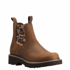 Ariat® Ladies Fatbaby® Twin Gore Tan & Leopard Ankle Boots 10042418