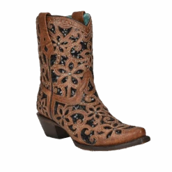 Corral Boots Corral Ladies Glitter Inlay And Studs Tan Ankle Boots A4278
