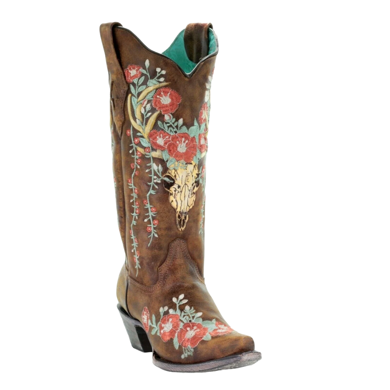 Corral Boots Corral Ladies Tan Deer Skull Overlay & Floral Embroidered Boots A3652 3 Corral Boots Corral Ladies Tan Deer Skull Overlay & Floral Embroidered Boots A3652