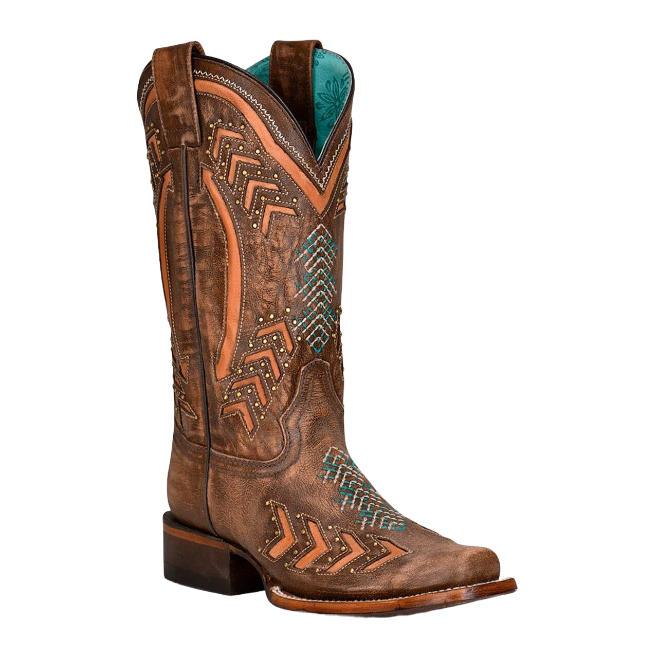 Corral Boots Corral Ladies Embroidery & Studs Brown Laser Square Toe Boots Z5009 3 Corral Boots Corral Ladies Embroidery & Studs Brown Laser Square Toe Boots Z5009