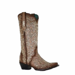 Corral Boots Corral Ladies Bone Lamb Glitter Overlay & Embroidery Boots C3763
