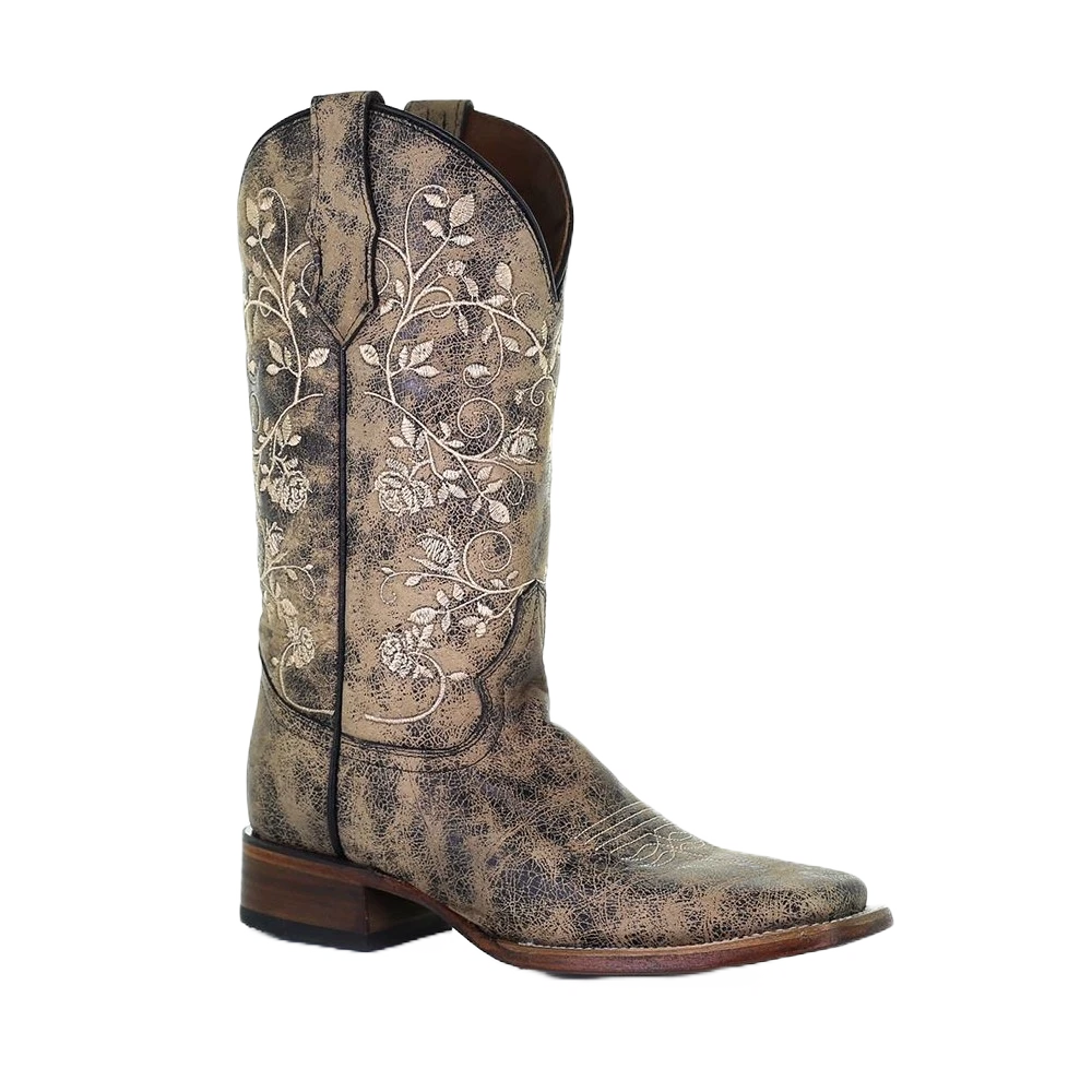 Circle G By Corral Ladies Floral Embroidery Black & Sand Boots L5717 3 Circle G By Corral Ladies Floral Embroidery Black & Sand Boots L5717