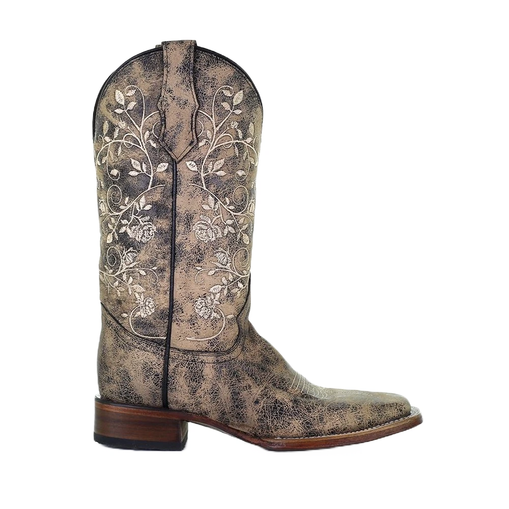 Circle G By Corral Ladies Floral Embroidery Black & Sand Boots L5717 4 Circle G By Corral Ladies Floral Embroidery Black & Sand Boots L5717 - Image 2