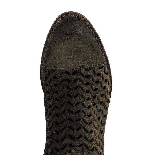 Circle G Ladies Olive Green Laser-Cut Suede Bootie P5125 4 Circle G Ladies Olive Green Laser-Cut Suede Bootie P5125 - Image 2