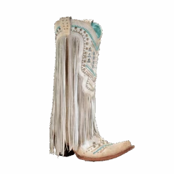 Corral Boots Corral Ladies Bone Multicolor Crystal And Fringe Snip Toe Boots C3424