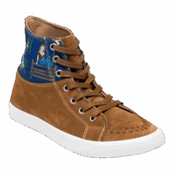 Justin Ladies Reba Fancy Brown Suede & Blue Print Hightop Shoes RML054