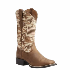 Ariat® Ladies Round Up Patriot Brown Sand Camo Flag Boots 10023368