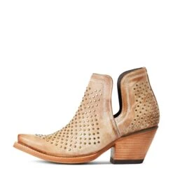 Ariat® Ladies Dixon Studs Old West Tan Snip Toe Booties 10038382 -Ariat Store S22 WMS WEST 10038382 side