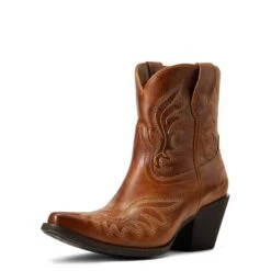 Ariat® Ladies Chandler Western Tangled Tan Snip Toe Booties 10040340 -Ariat Store S22 WMS WEST 10040340 3 4 front 1