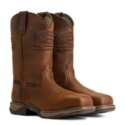 Ariat Ladies Anthem Patriot Waterproof Brown Square Toe Boots 10040369 -Ariat Store S22 WMS WEST 10040369 pair