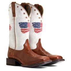 Ariat Ladies Circuit Patriot Crackle White Square Toe Boots 10040400 -Ariat Store S22 WMS WEST 10040400 pair