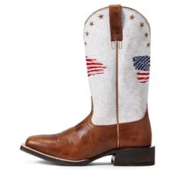 Ariat Ladies Circuit Patriot Crackle White Square Toe Boots 10040400 -Ariat Store S22 WMS WEST 10040400 side